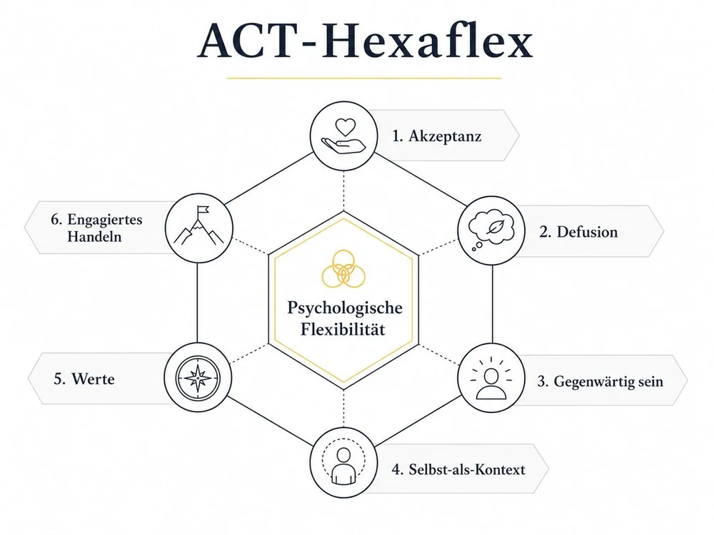 ACT-Hexaflex: die sechs Prozesse der ACT rund um die psychische Flexibilität